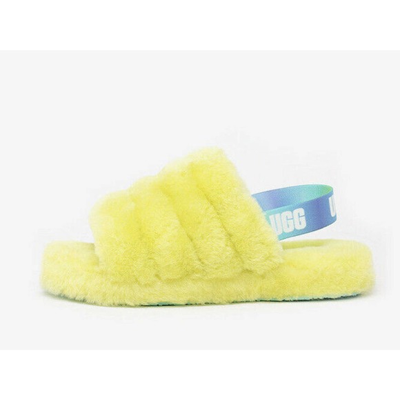UGG Fluff Yeah Slide Pollen Gradient Yellow Slippers Sz 5 NEW - Picture 4 of 10